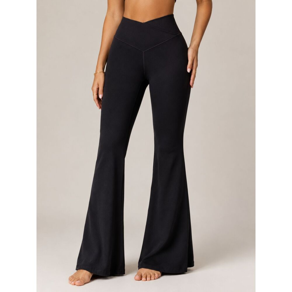 OFFLINE by Aerie Black Crossover  High Waist Flare Leggings Yoga Pants XS